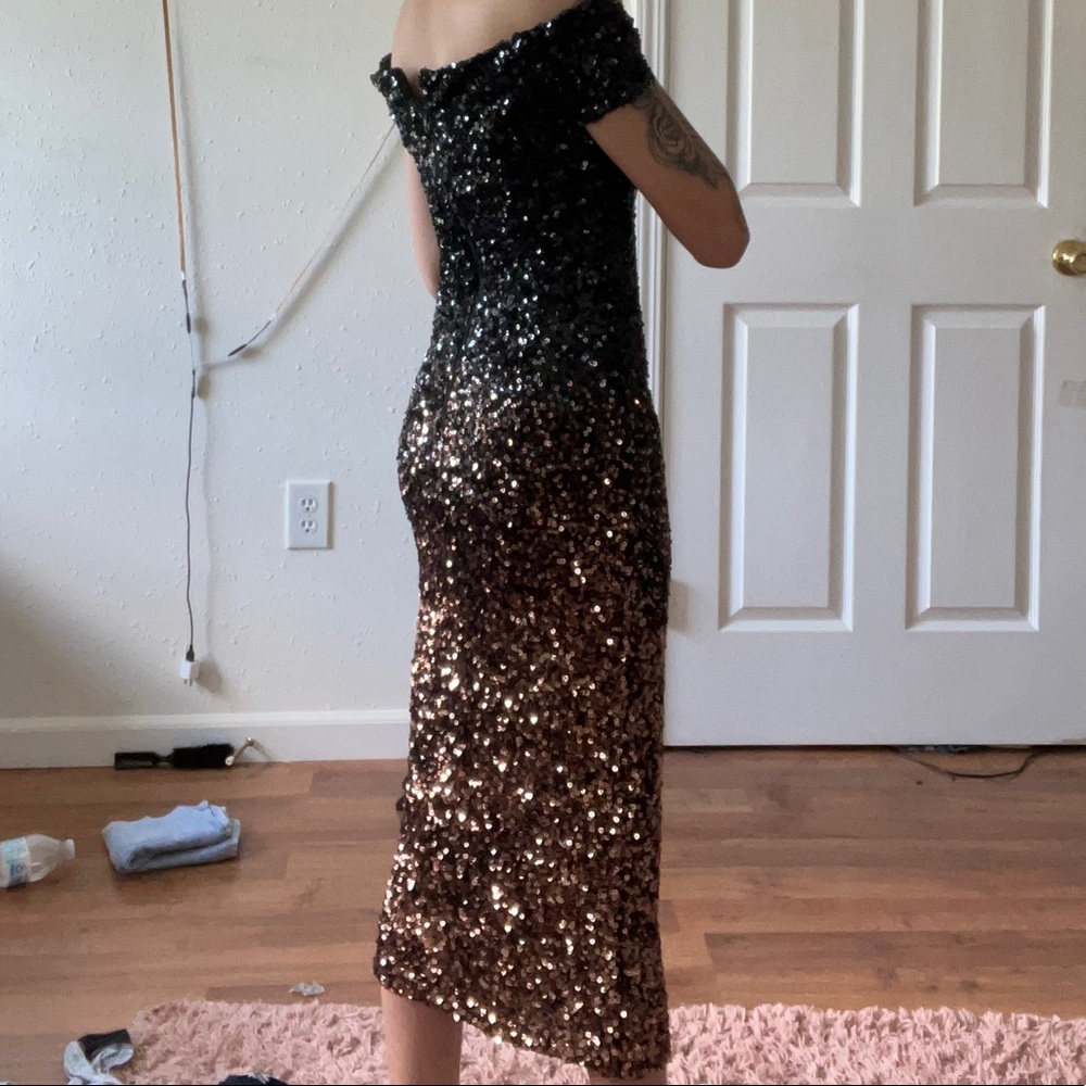 Size 2 black and bronze sequin dress